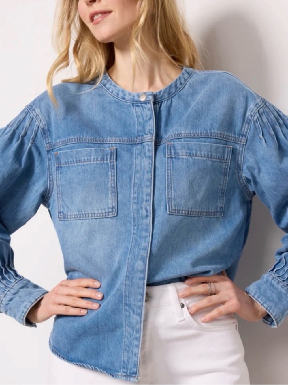 EVEREVE Jordy Medium Wash Denim Button-Front Jacket